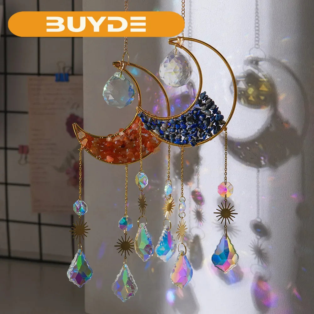 1PC Metal Prism Light Rainbow Crystal Suncatcher Hanging Prism Ornament Pendant Home Garden Decor Car Decor Crystal Wind Chime