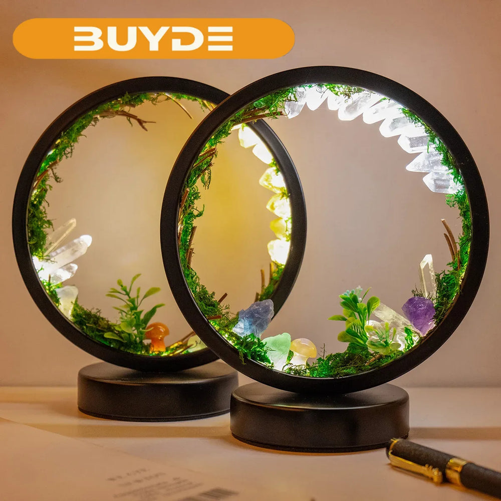 1PC LED Rechargeable Bedside Lamp Natural Quartz Forest Healing Crystal Nightlight Bedroom Desk Network Circle Decorative Light