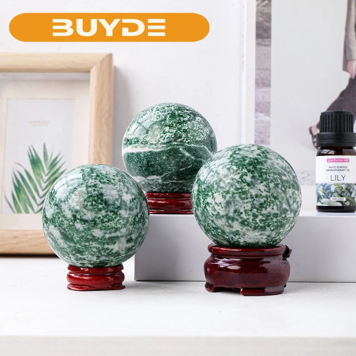 1PC Natural Crystal Qinghai Jade Crystal Ball Magic Sphere Feng Shui Ornament Living Room Home Decor