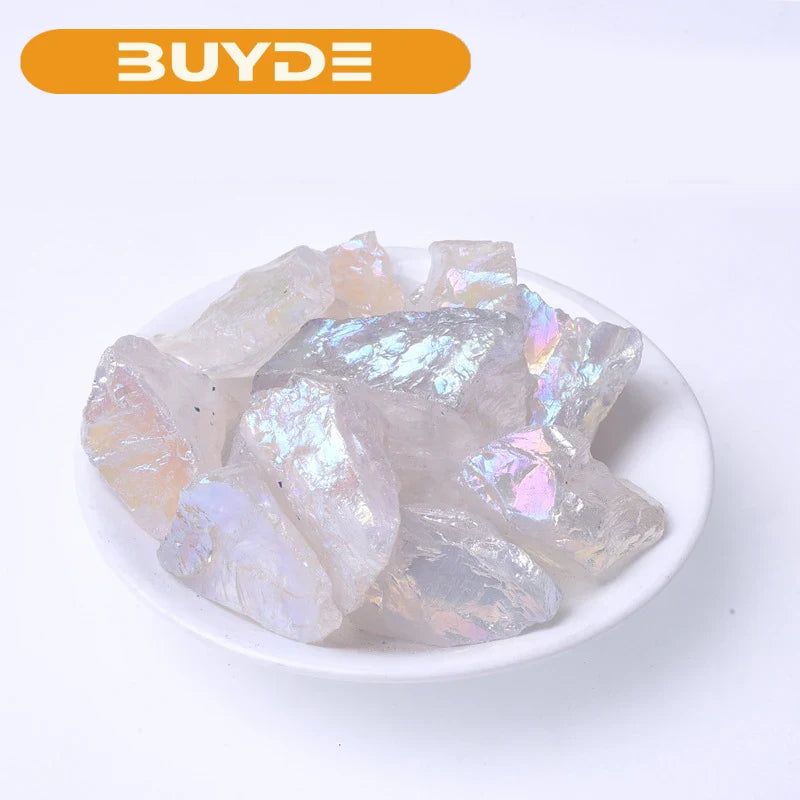 50G/Bag 2-3pcs Natural White Crystal Clear Quartz Aura Colorful Raw Stone Unpolished Healing Gemstone