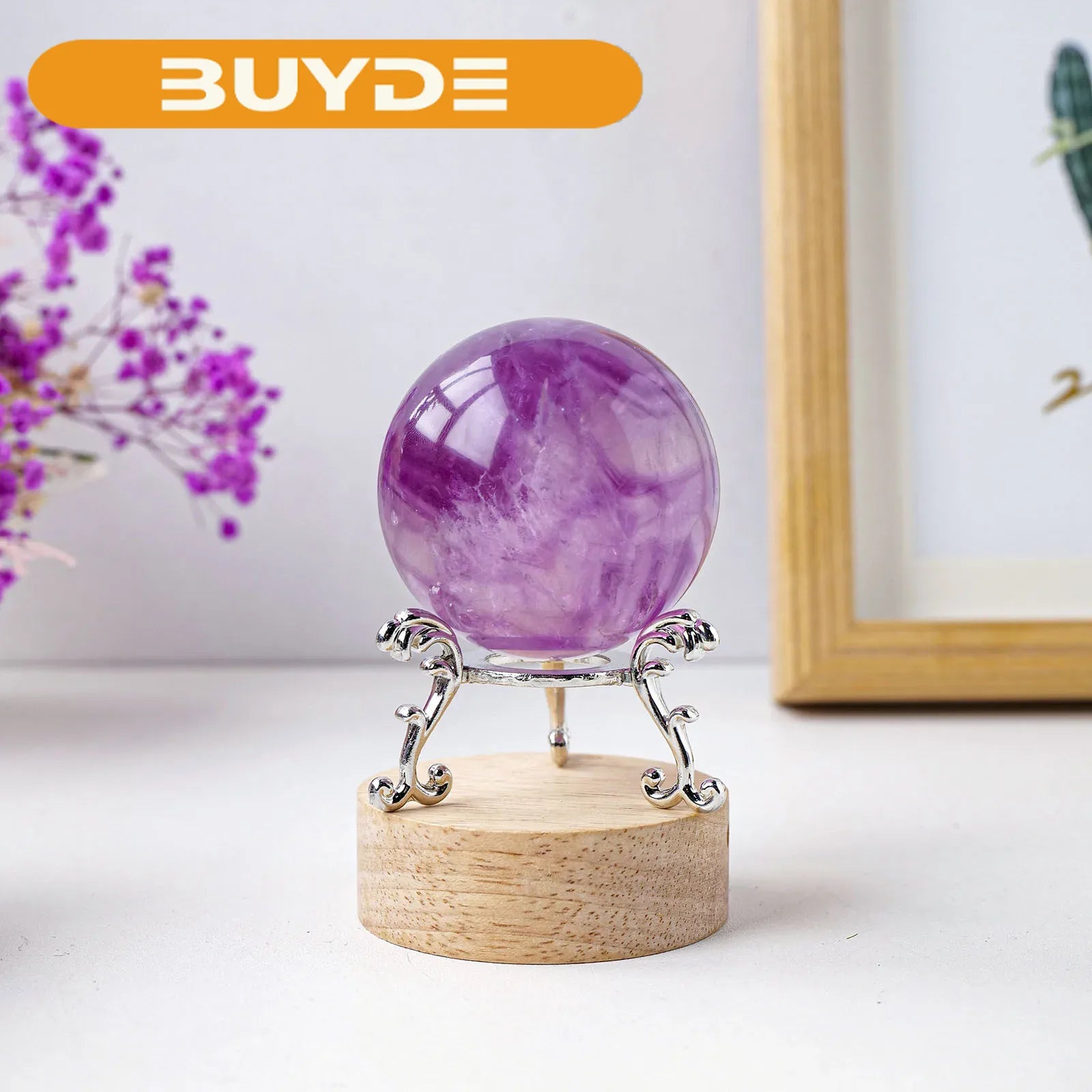 1PC Natural Purple Fluorite Ball Divination Crystal Ball Aura Healing Gem Energy Crystal Home Desktop Decoration