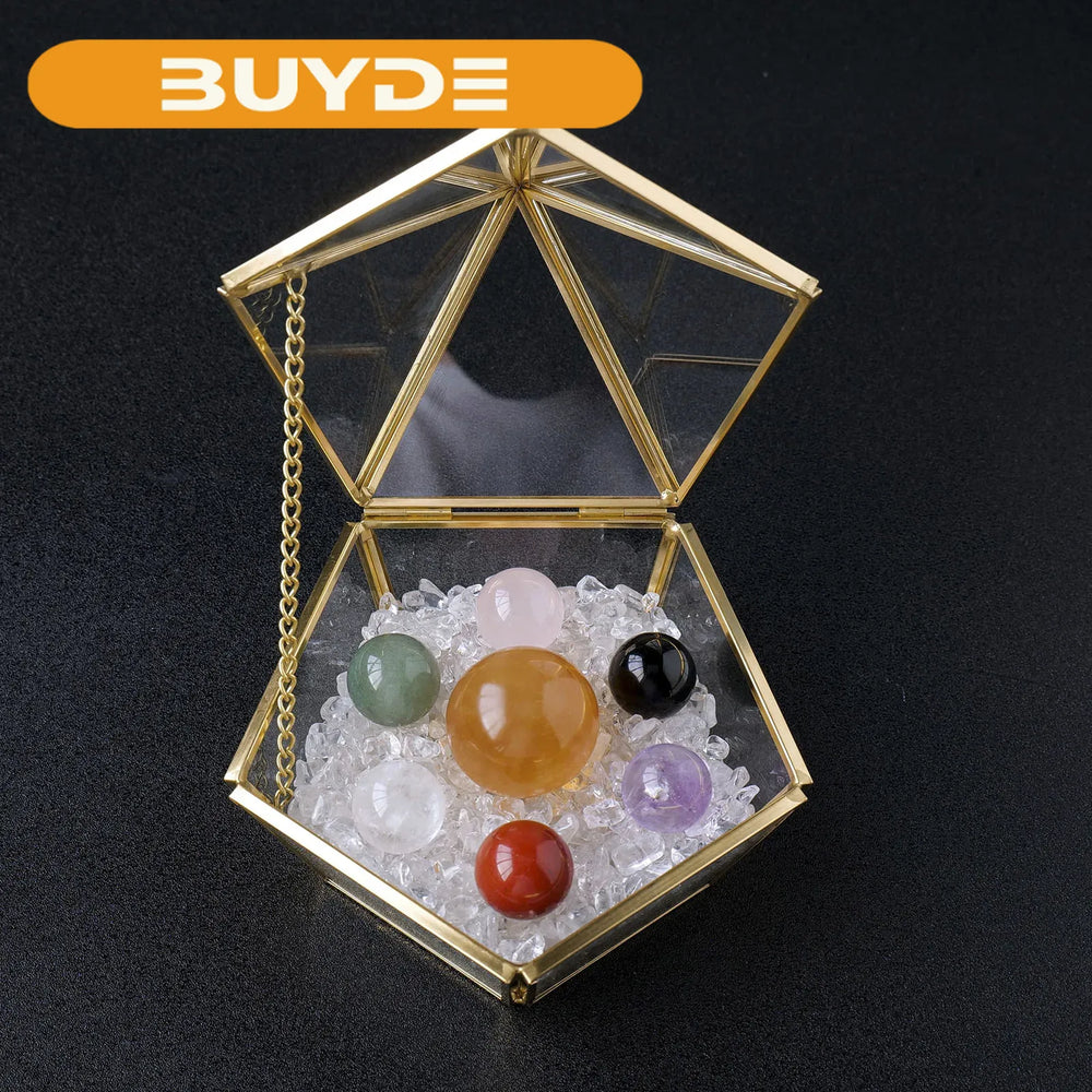 1PC Natural Seven Star Array Crystal Ball Glass Room Demagnetization Bowl Clear Quartz Meditation Gravel Storage Box