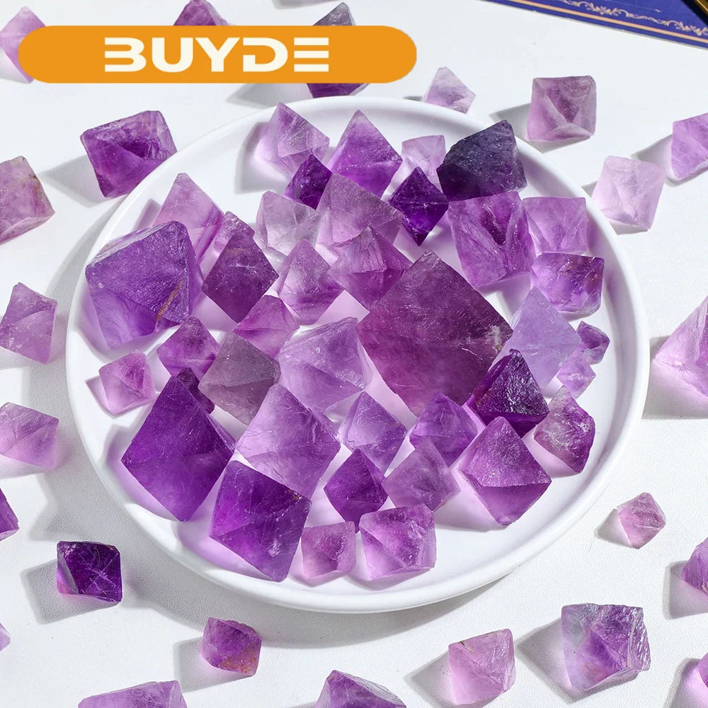 Natural Stone Purple Fluorite Octahedral Crystal Original Decorative Gifts Crystals Gemstone Mineral Specimen Home Decor