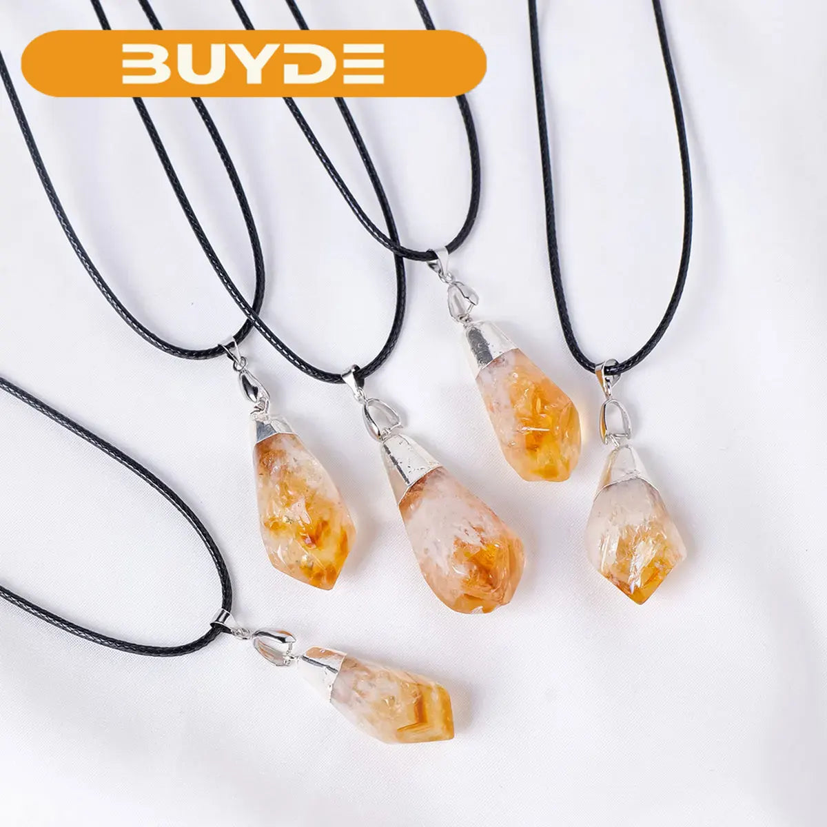 1PC Natural Irregular Citrine Polished Rough Stones Pendant Natural Quartz Crystal Reiki Healing Gem Men's Necklace Gift