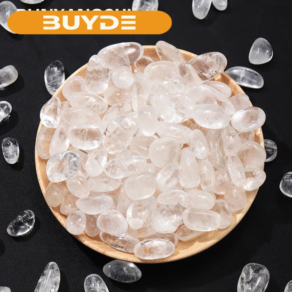 50g Natural Gemstone Clear Quartz Polished Tumbled Stones Gravels Healing White Crystal Minerals Specimen Aquarium Home Decor