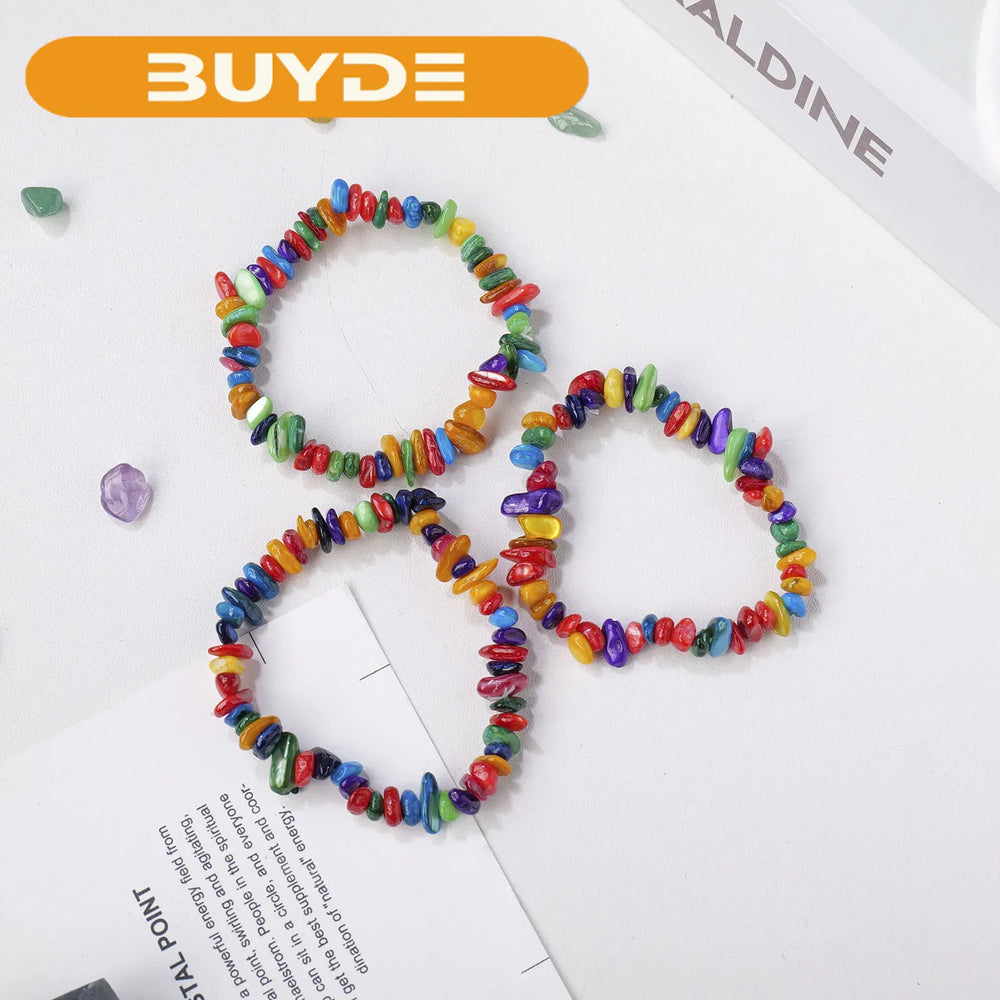 1PC Colorful Shells Irregular Crushed Stone Beads Bracelet Crystal Jewelry DIY Charm Decoration Spiritual Healing Women's Gifts