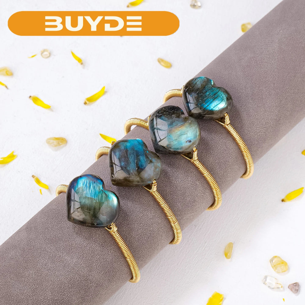 1PC Natural Crystal labradorite Heart Shape Bracelet Fashion Jewelry Gift Decoration Healing Energy Holiday Party Gifts