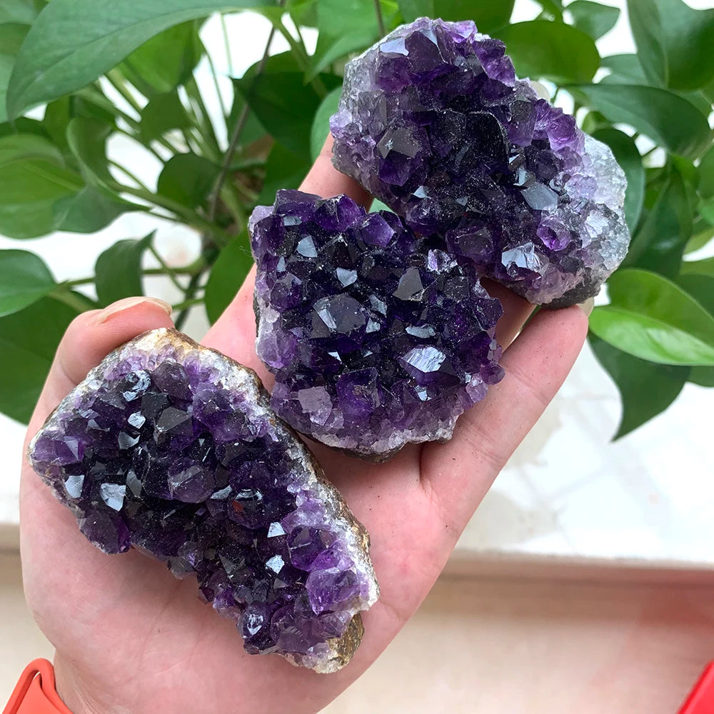 100-120g  High quality Natural stone deep Amethyst Quartz Crystal Cluster Specimen Healing