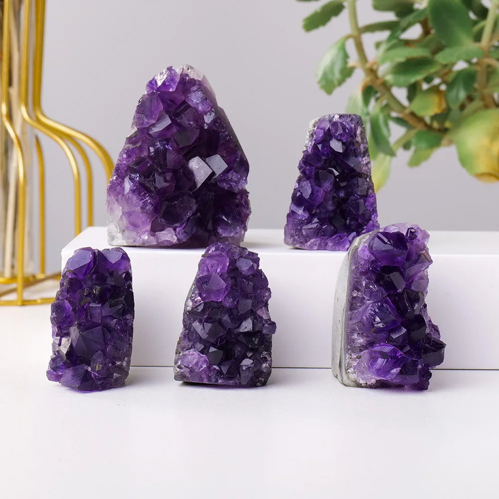 100% Natural Stone Amethyst Cluster Purple Quartz Crystal Geode Irregular Point Wand Energy Healing Mineral Rock Specimen