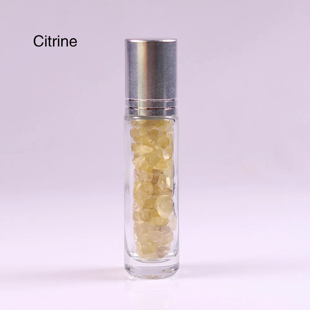 10ml Natural Crystal Gemstone Essential Oil Roller Ball Bottles Transparent Perfumes Oil Liquids Roll On Bottles