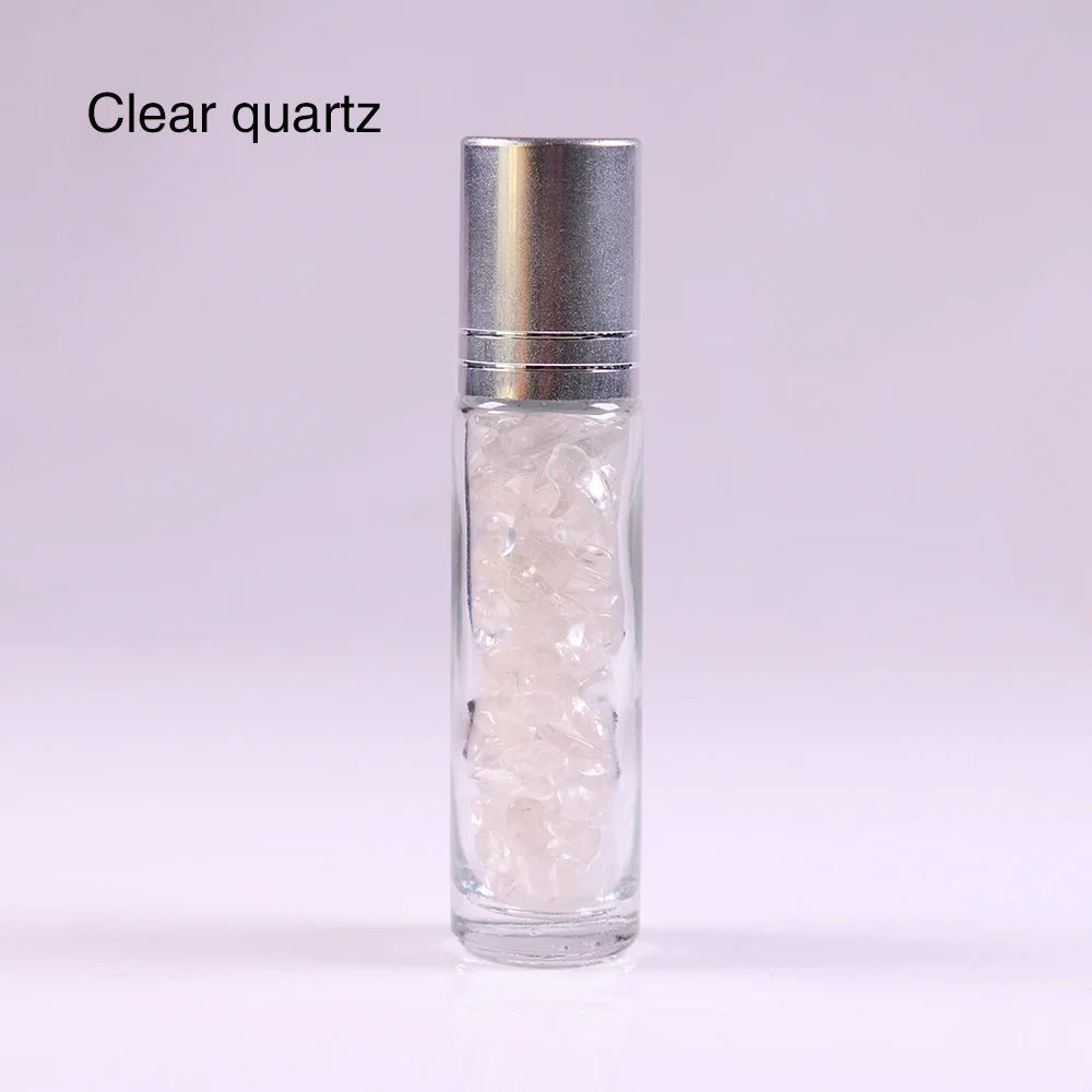 10ml Natural Crystal Gemstone Essential Oil Roller Ball Bottles Transparent Perfumes Oil Liquids Roll On Bottles