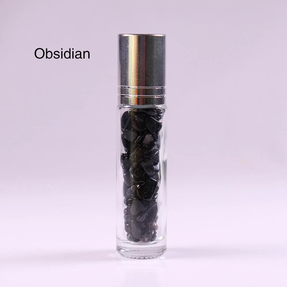 10ml Natural Crystal Gemstone Essential Oil Roller Ball Bottles Transparent Perfumes Oil Liquids Roll On Bottles