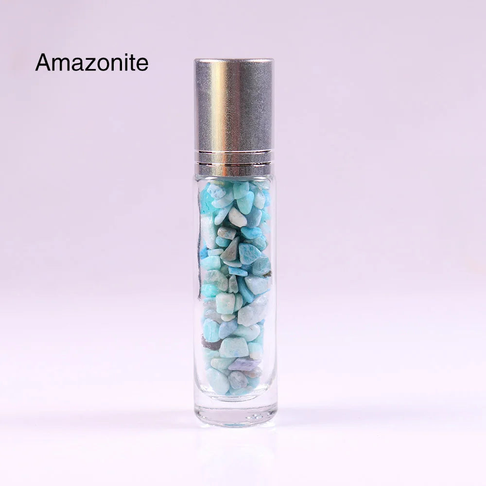 10ml Natural Crystal Gemstone Essential Oil Roller Ball Bottles Transparent Perfumes Oil Liquids Roll On Bottles