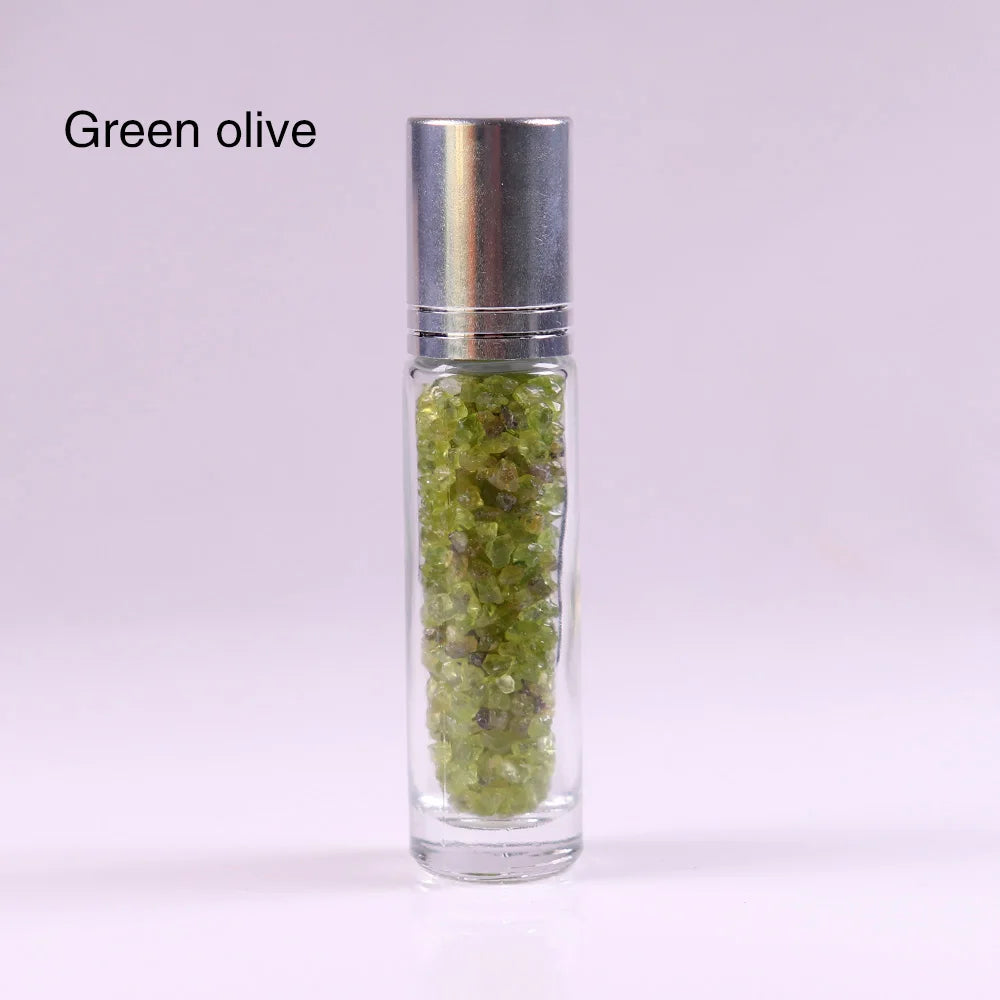 10ml Natural Crystal Gemstone Essential Oil Roller Ball Bottles Transparent Perfumes Oil Liquids Roll On Bottles