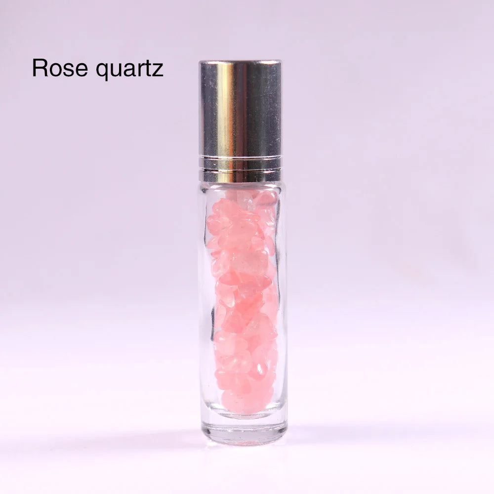 10ml Natural Crystal Gemstone Essential Oil Roller Ball Bottles Transparent Perfumes Oil Liquids Roll On Bottles