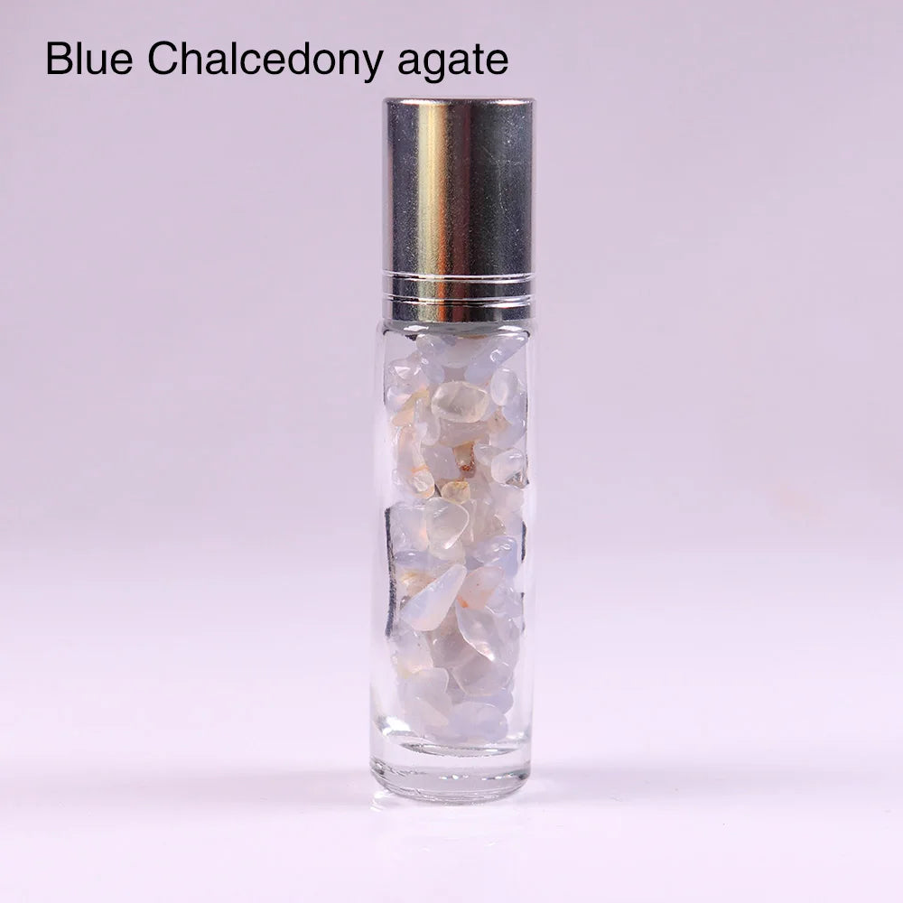 10ml Natural Crystal Gemstone Essential Oil Roller Ball Bottles Transparent Perfumes Oil Liquids Roll On Bottles