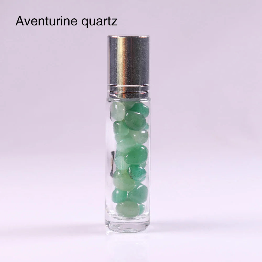 10ml Natural Crystal Gemstone Essential Oil Roller Ball Bottles Transparent Perfumes Oil Liquids Roll On Bottles