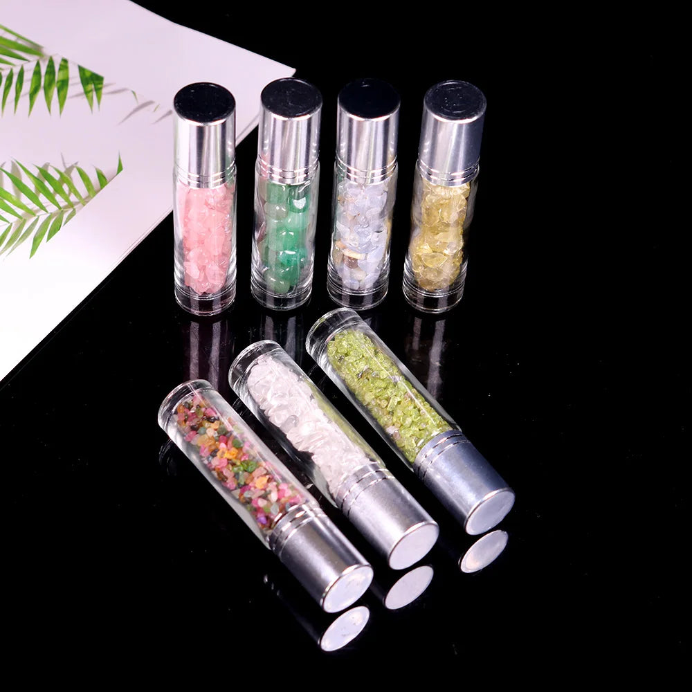 10ml Natural Crystal Gemstone Essential Oil Roller Ball Bottles Transparent Perfumes Oil Liquids Roll On Bottles