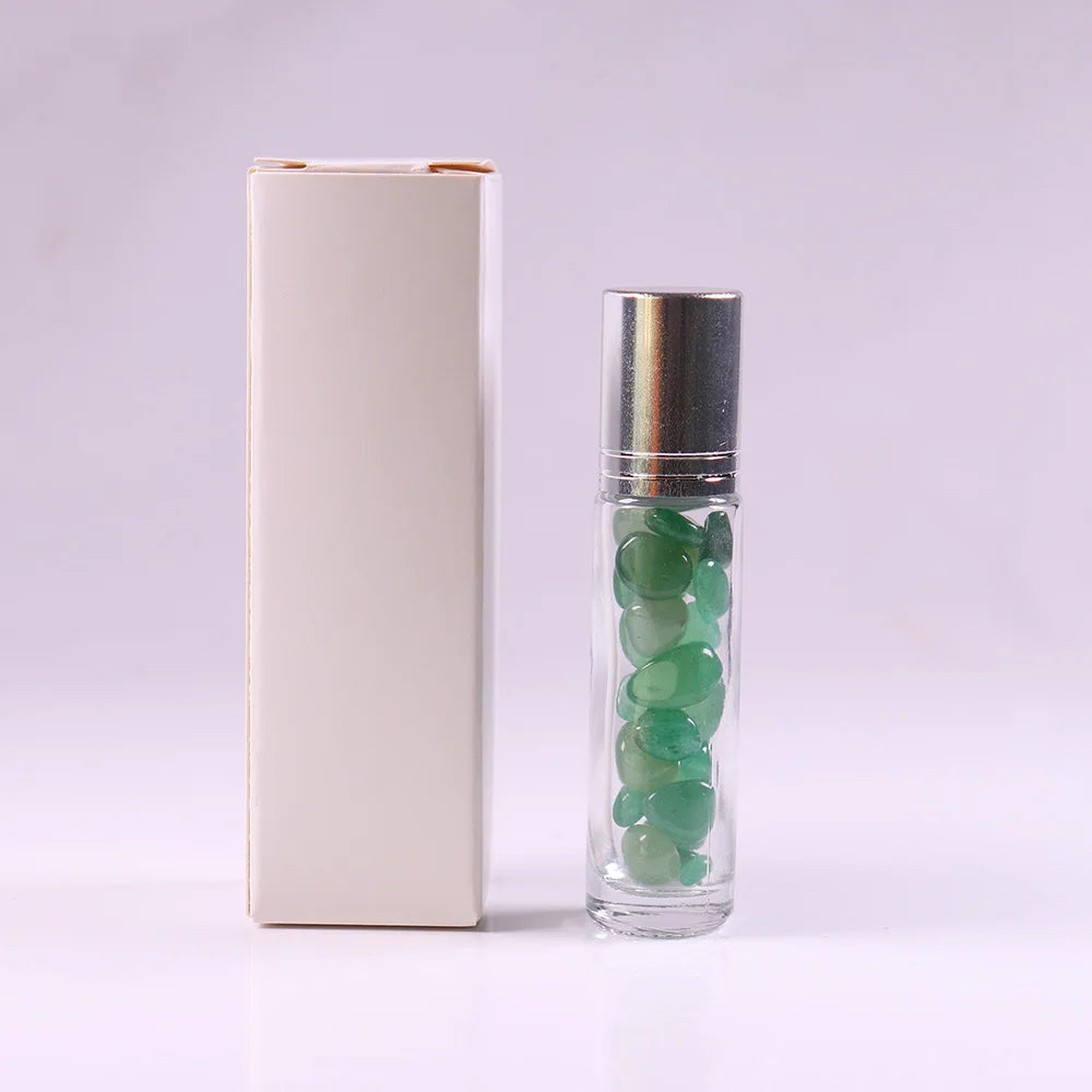 10ml Natural Crystal Gemstone Essential Oil Roller Ball Bottles Transparent Perfumes Oil Liquids Roll On Bottles