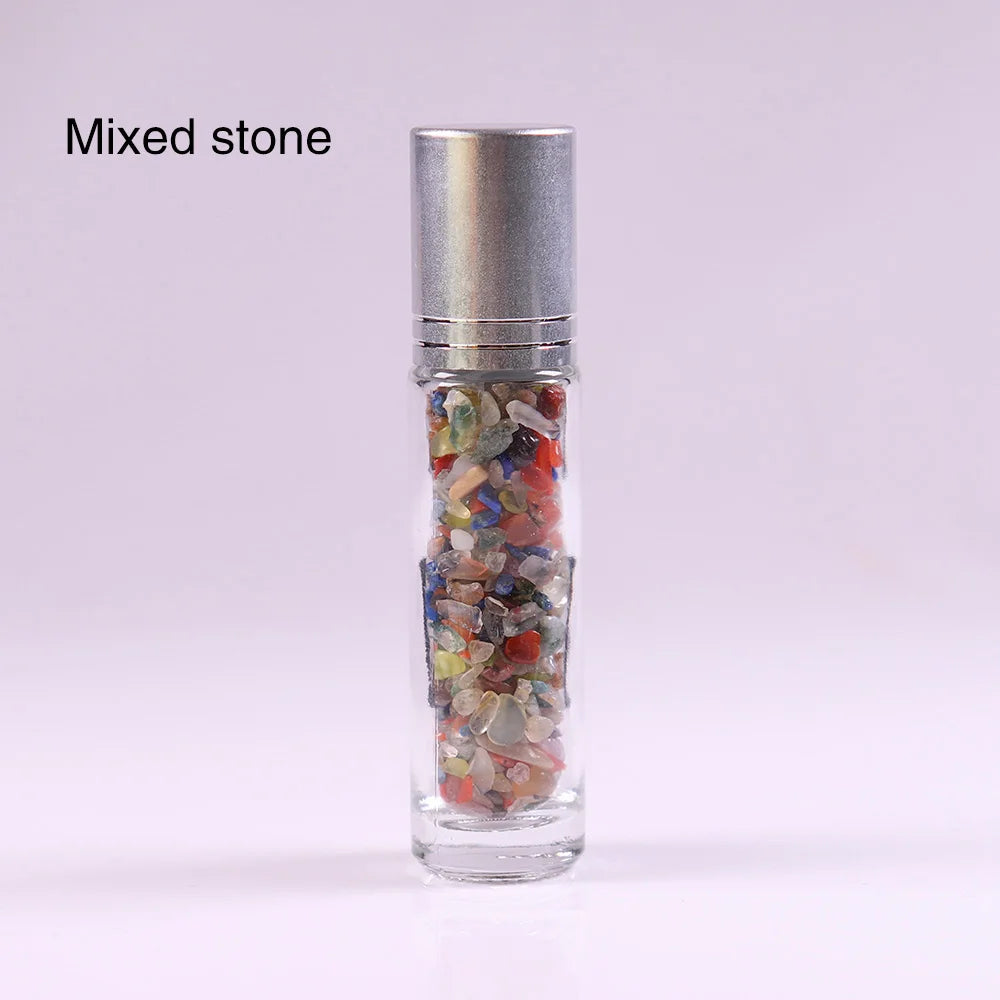 10ml Natural Crystal Gemstone Essential Oil Roller Ball Bottles Transparent Perfumes Oil Liquids Roll On Bottles