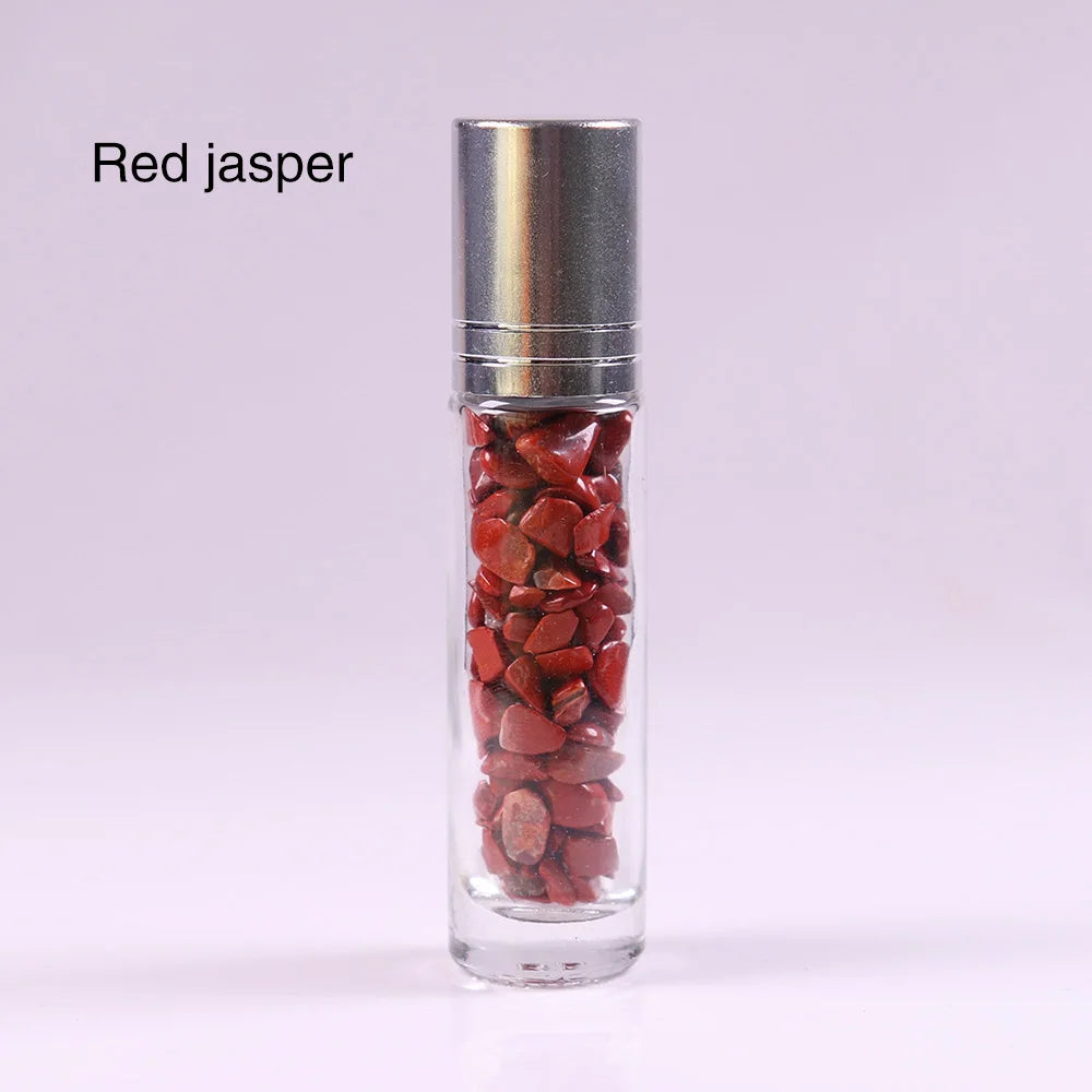 10ml Natural Crystal Gemstone Essential Oil Roller Ball Bottles Transparent Perfumes Oil Liquids Roll On Bottles