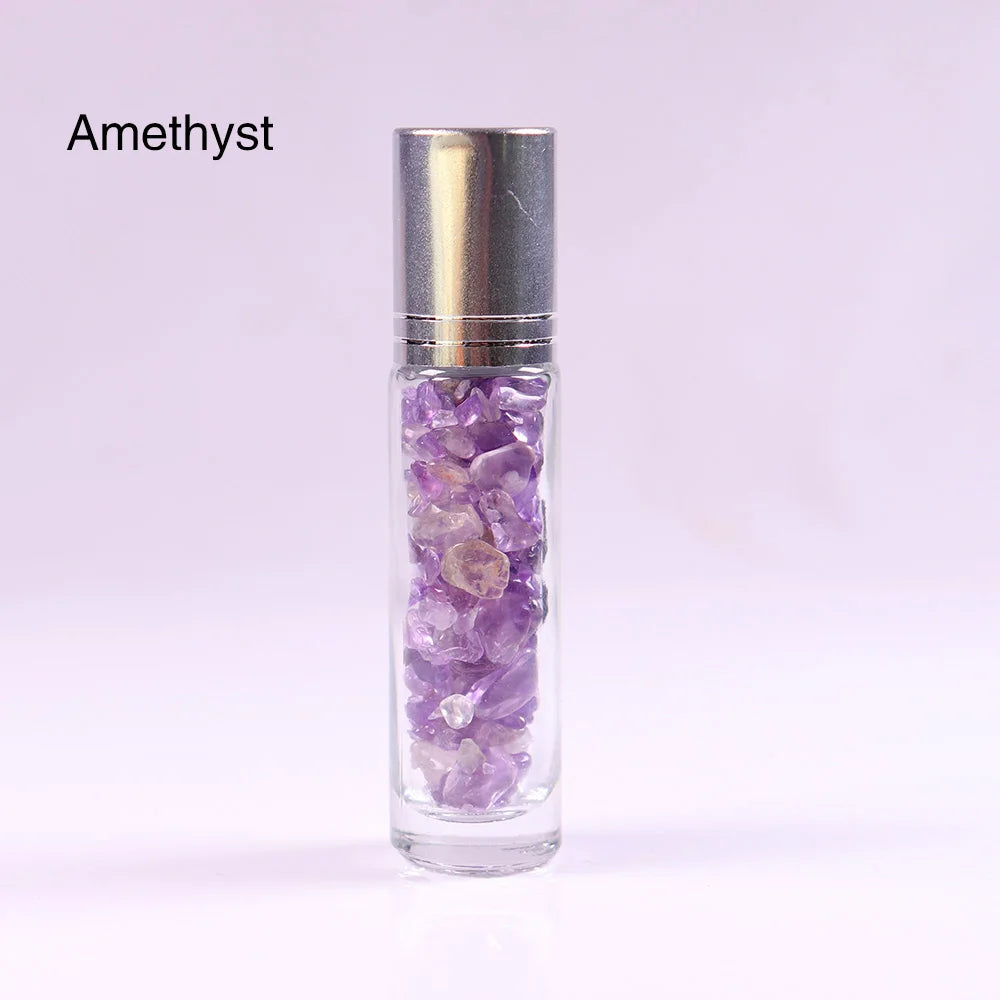 10ml Natural Crystal Gemstone Essential Oil Roller Ball Bottles Transparent Perfumes Oil Liquids Roll On Bottles