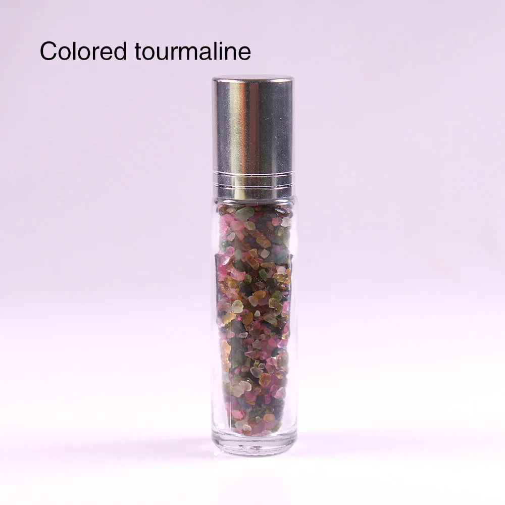 10ml Natural Crystal Gemstone Essential Oil Roller Ball Bottles Transparent Perfumes Oil Liquids Roll On Bottles