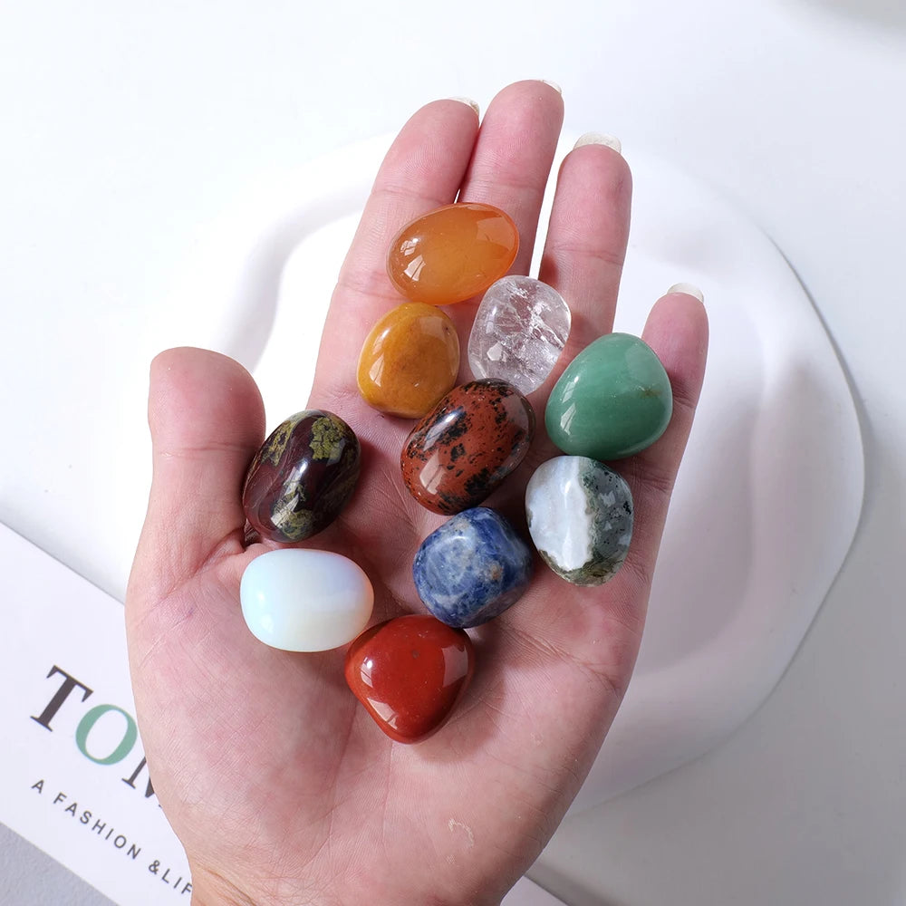 10pcs/bag Free Color Natural Gemstone Crystal Healing Quartz Tumble Stone Specimen Energy Minerals Tank Aquarium Home Decor