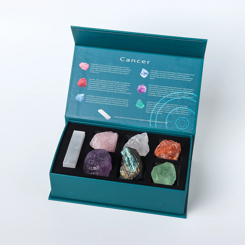 12 Constellation Guardian Gem Gift Box Natural Crystal Raw Stone Energy Amulet Wishing Quartz Constellation Divination