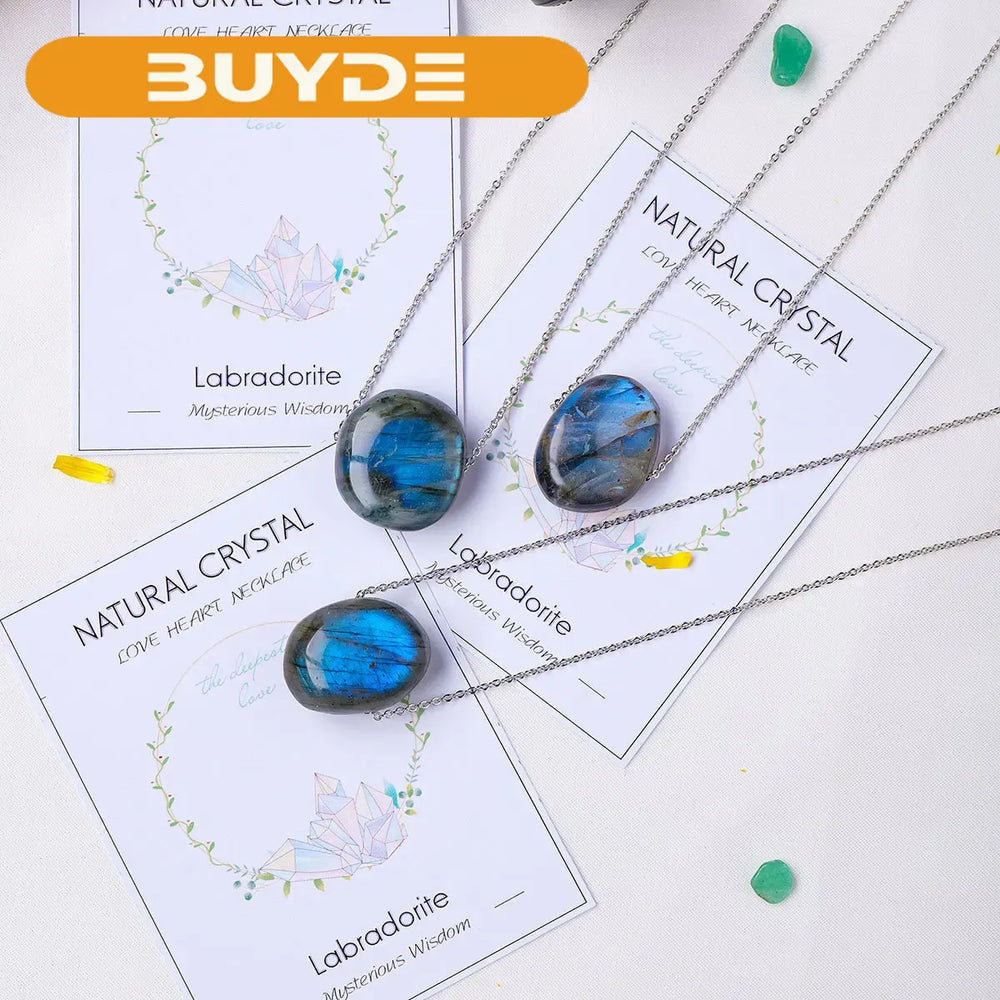 1PC Beautiful Natural Crystal Stone Flowing Blue Light Labradorite Elongated stone shaped Pendant collection gem