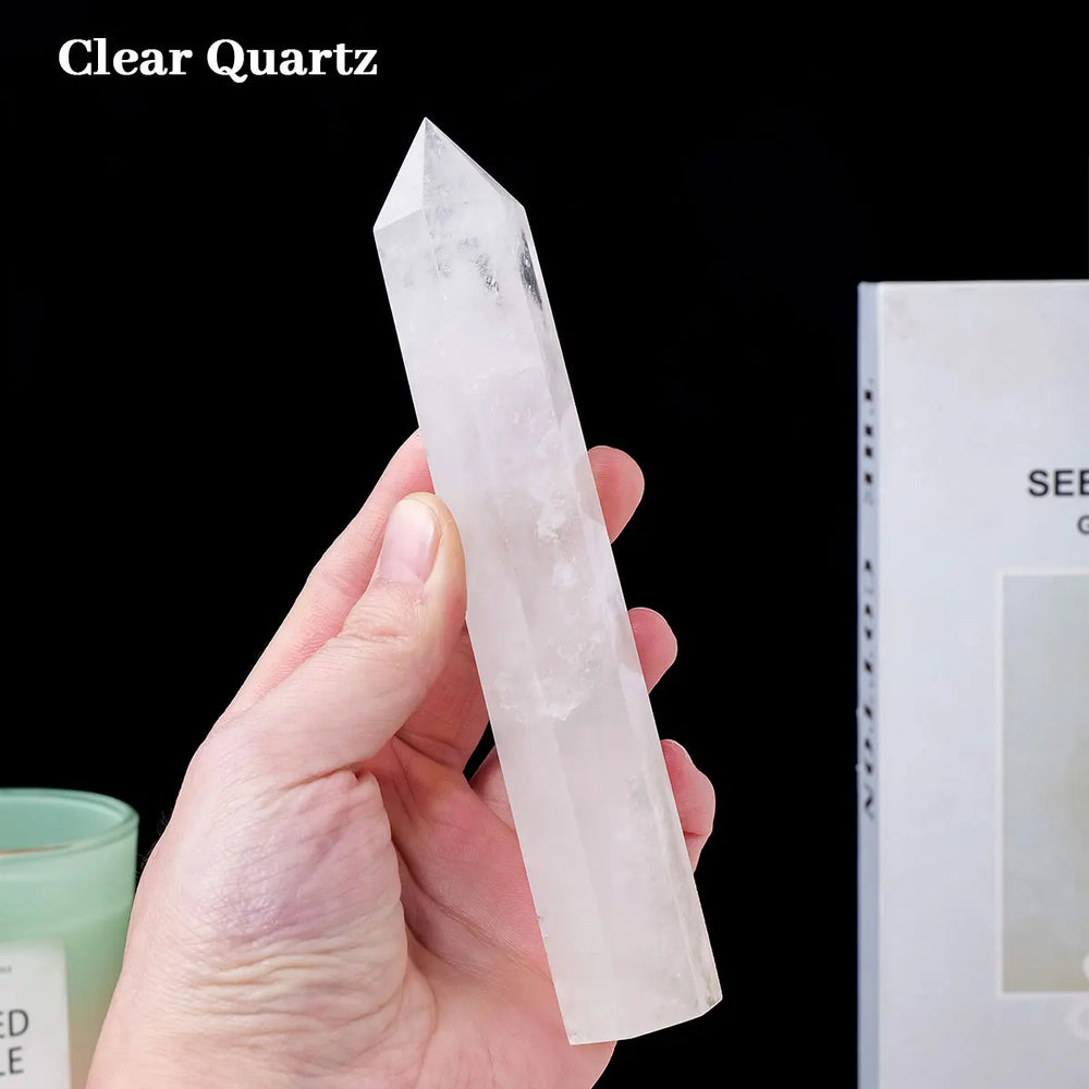 15-17cm 1pc Natural Crystal Stone Large Healing Crystal Wand Rose Quartz Point Amethyst Obelisk Tower Decor