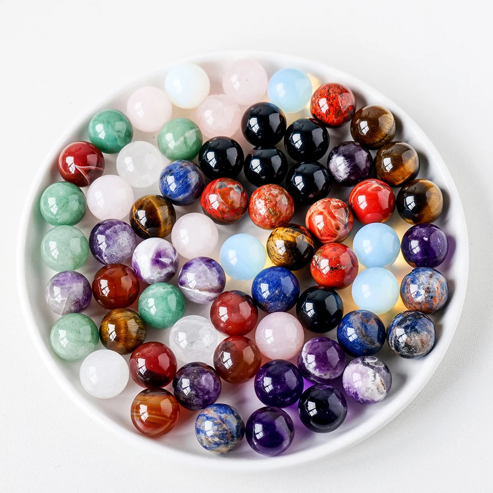 16MM Natural Gemstone Crystal Ball Chakra Sphere Collection Healing Reiki Decor Crystal Quartz Stone Balls Beads