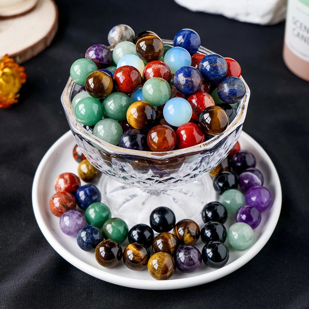 16MM Natural Gemstone Crystal Ball Chakra Sphere Collection Healing Reiki Decor Crystal Quartz Stone Balls Beads