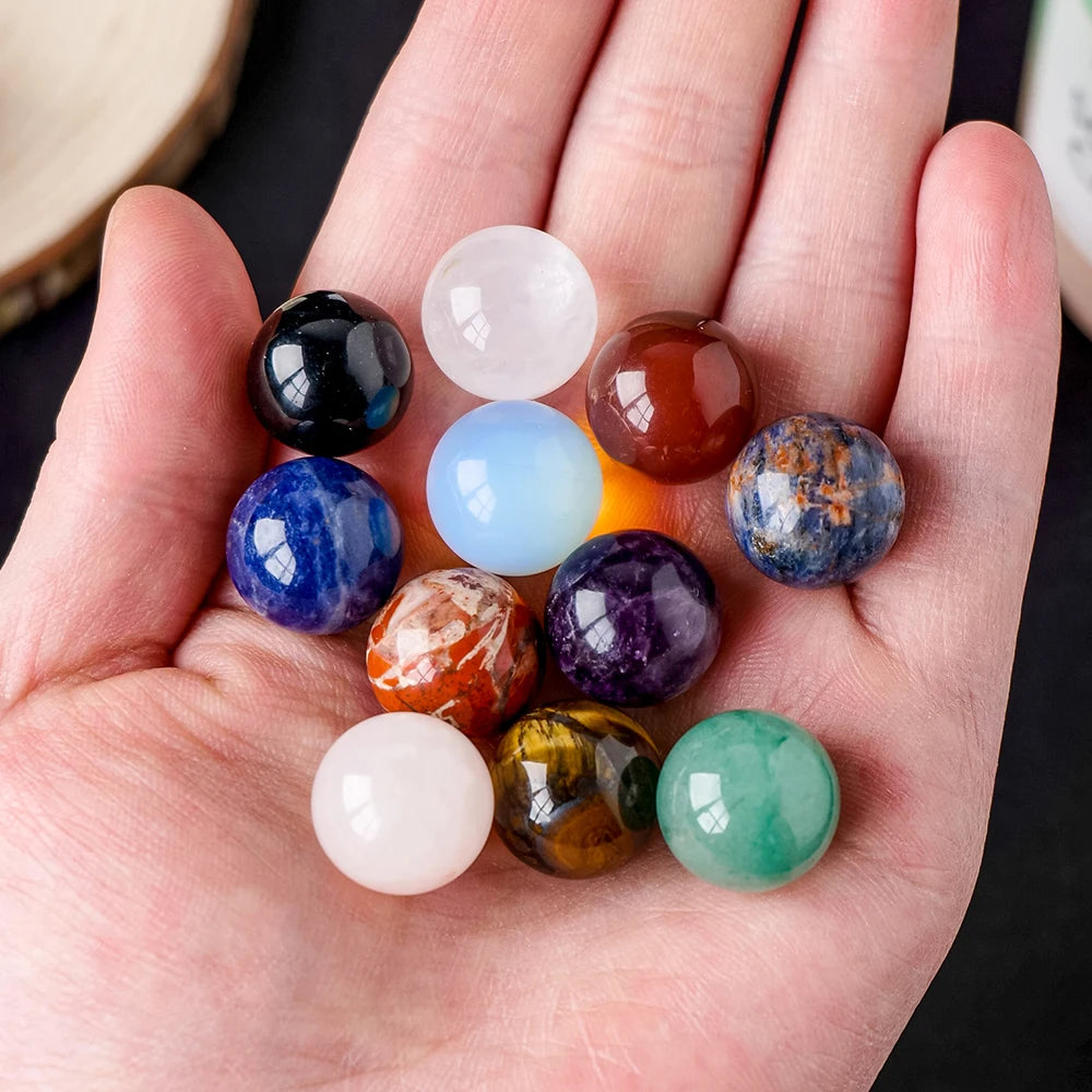 16MM Natural Gemstone Crystal Ball Chakra Sphere Collection Healing Reiki Decor Crystal Quartz Stone Balls Beads