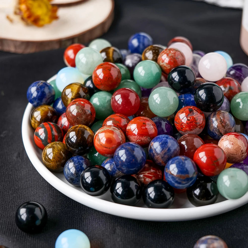 16MM Natural Gemstone Crystal Ball Chakra Sphere Collection Healing Reiki Decor Crystal Quartz Stone Balls Beads