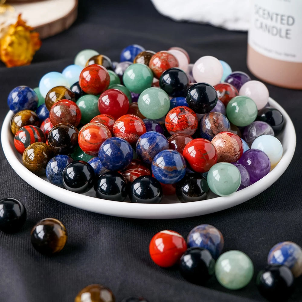 16MM Natural Gemstone Crystal Ball Chakra Sphere Collection Healing Reiki Decor Crystal Quartz Stone Balls Beads