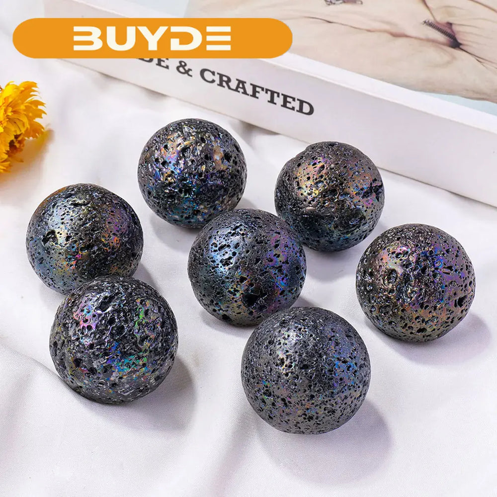 1pc Electroplate Gemstone Volcanic Rock Crystal Moon Sphere Lunar Home Decoration Ornaments Souvenirs Gift