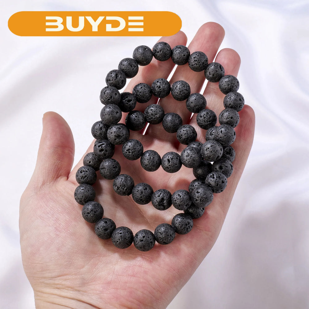 1pc Charm Bracelet 8/10mm Natural Volcanic Stone Bracelet Wrist Bracelet Men's And Women's Gift Jewelry