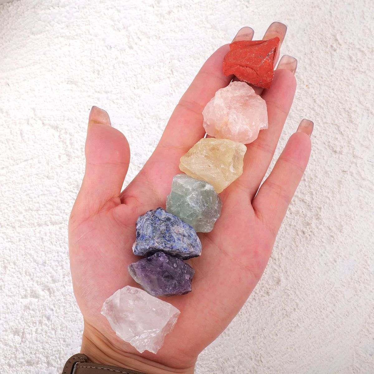 18pcs/set Hot Selling Chakra Stone Box Rolling Stone Pendant Crystal Healing Stone Energy Collection Treasure Box Set