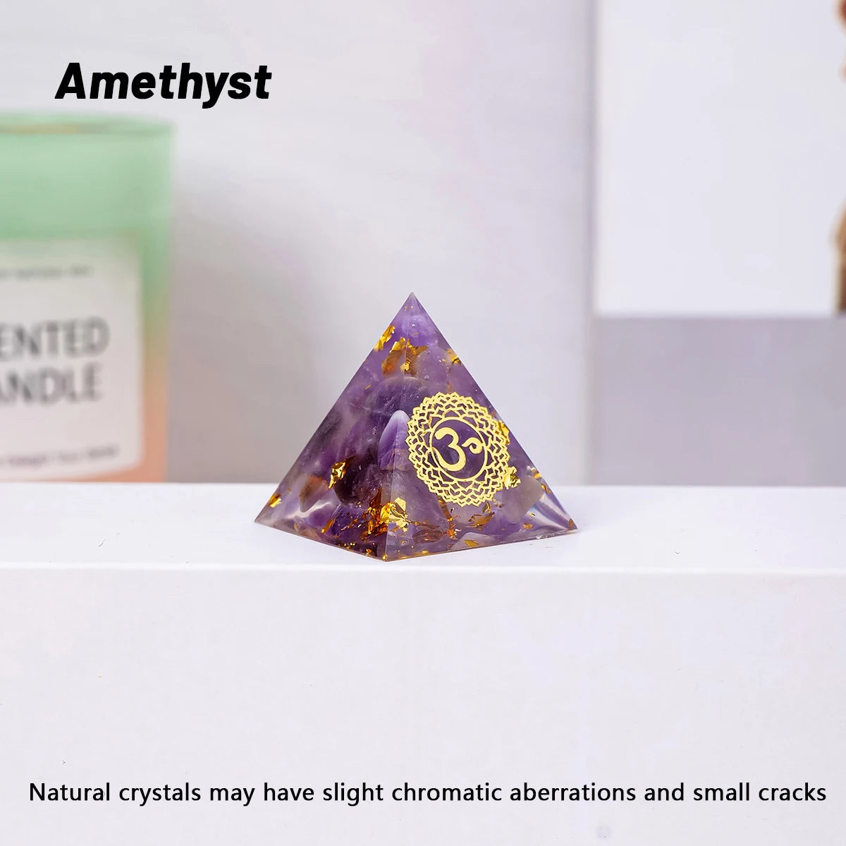 1PC 3cm Natural Crystal Stone Mini Pyramid Statue Reiki Stone Pyramid Amulet Fengshui Sculpture for Home Office Decoration