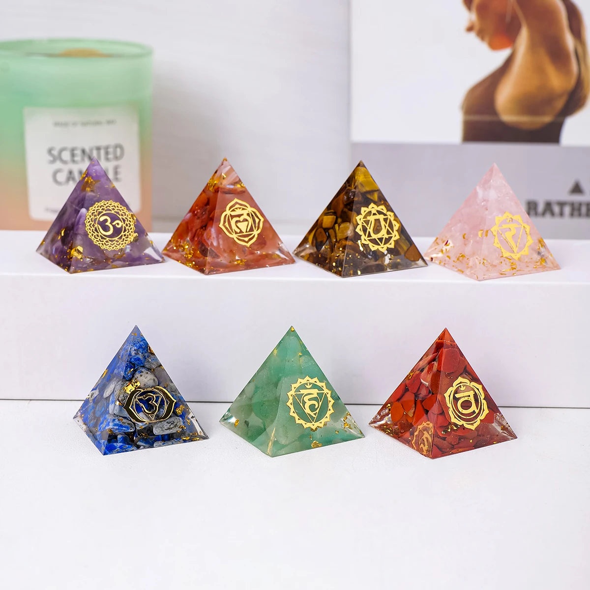 1PC 3cm Natural Crystal Stone Mini Pyramid Statue Reiki Stone Pyramid Amulet Fengshui Sculpture for Home Office Decoration