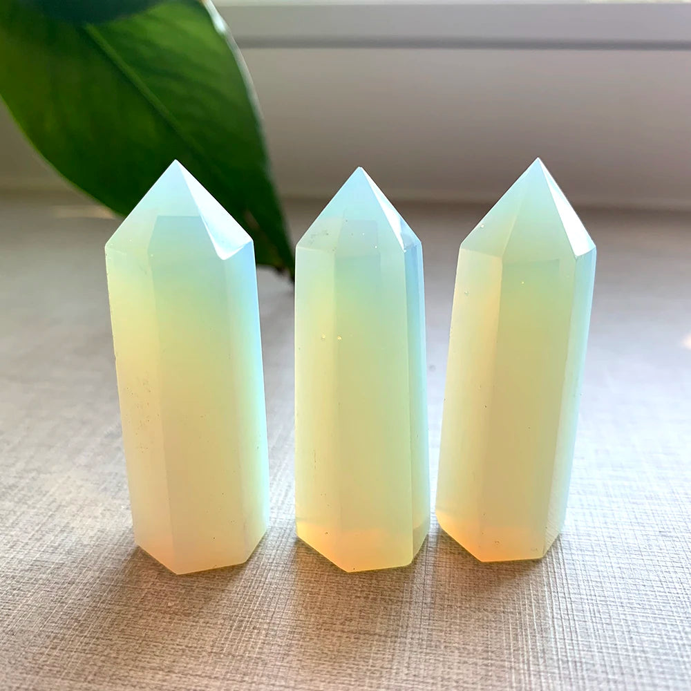 1PC 5-6cm Crystal Point Opal Hexagonal Column Repair Crystal Healing Magic Wand Stone Home Furnishing Room Decoration