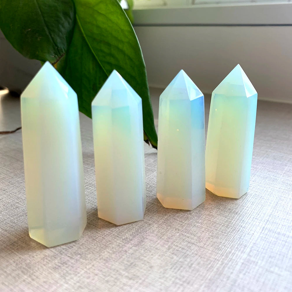 1PC 5-6cm Crystal Point Opal Hexagonal Column Repair Crystal Healing Magic Wand Stone Home Furnishing Room Decoration