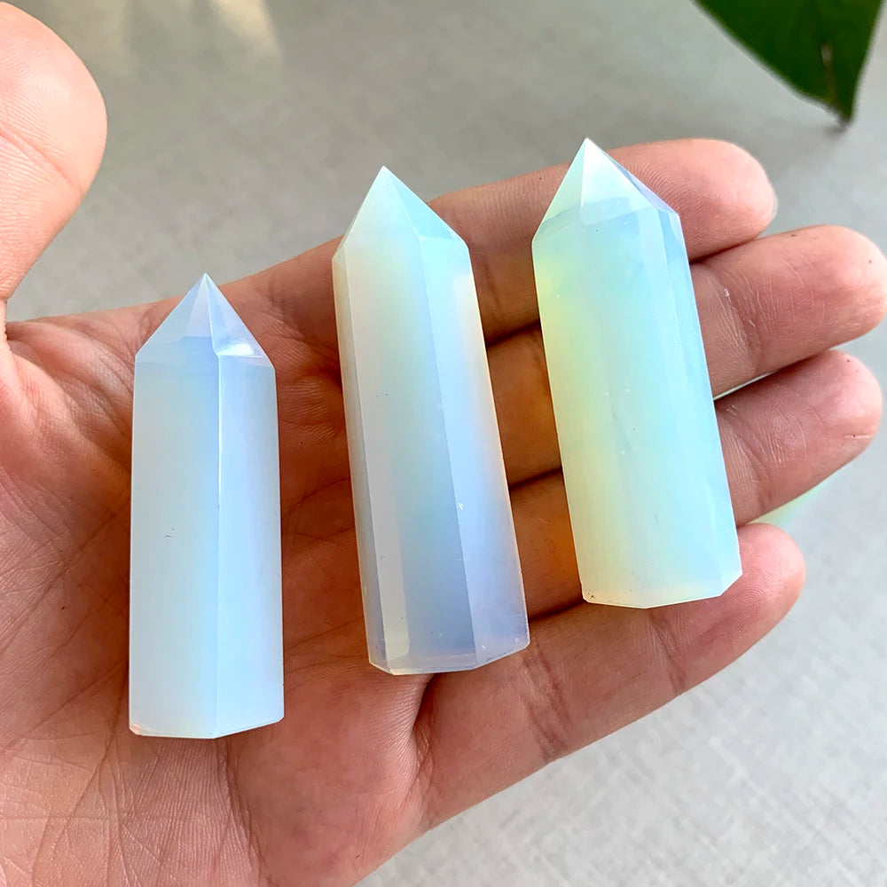 1PC 5-6cm Crystal Point Opal Hexagonal Column Repair Crystal Healing Magic Wand Stone Home Furnishing Room Decoration