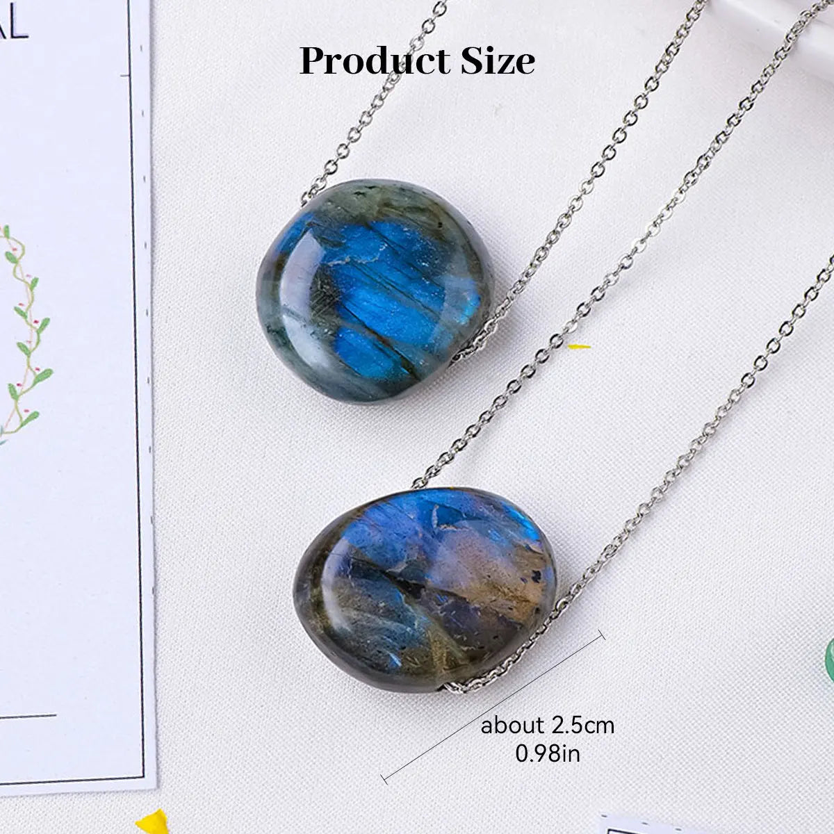 1PC Beautiful Natural Crystal Stone Flowing Blue Light Labradorite Elongated stone shaped Pendant collection gem