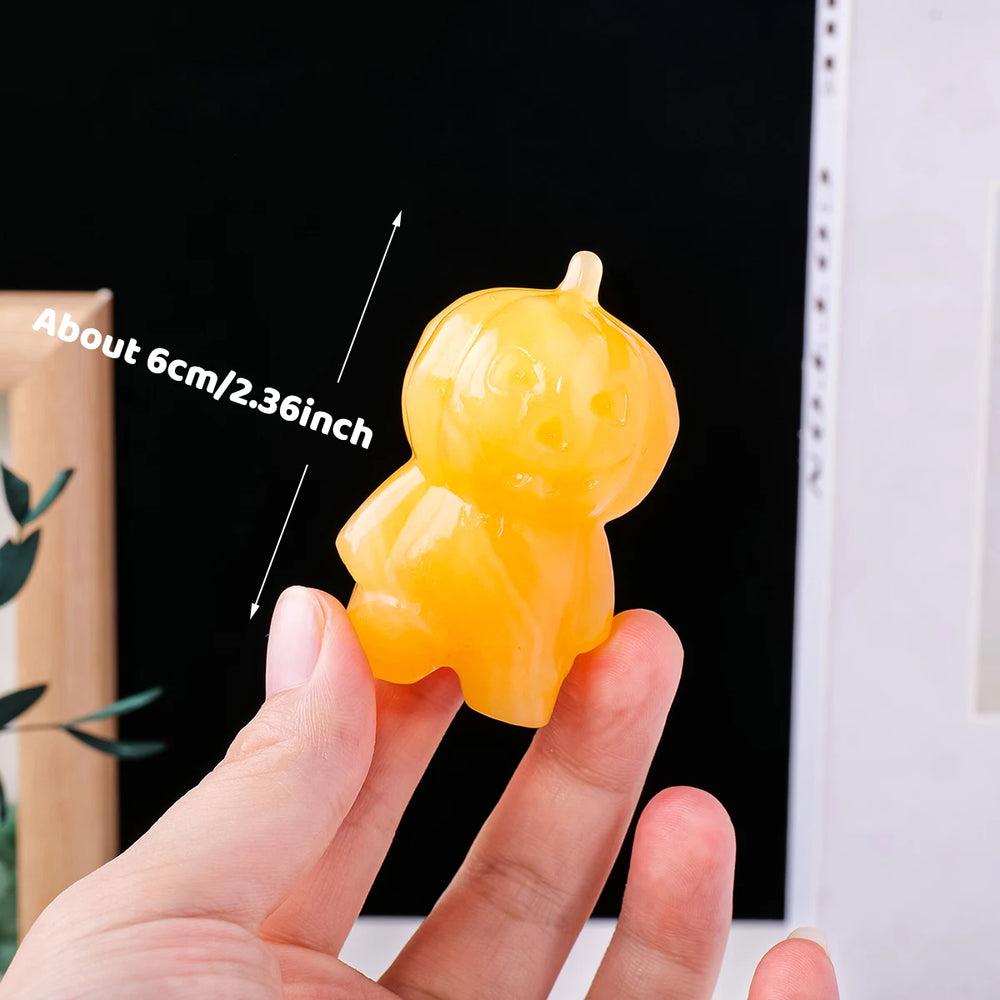 1PC Creative Natural Crystal Pumpkin Little Doll Carving Healing Gem Halloween Home Decoration Ornaments