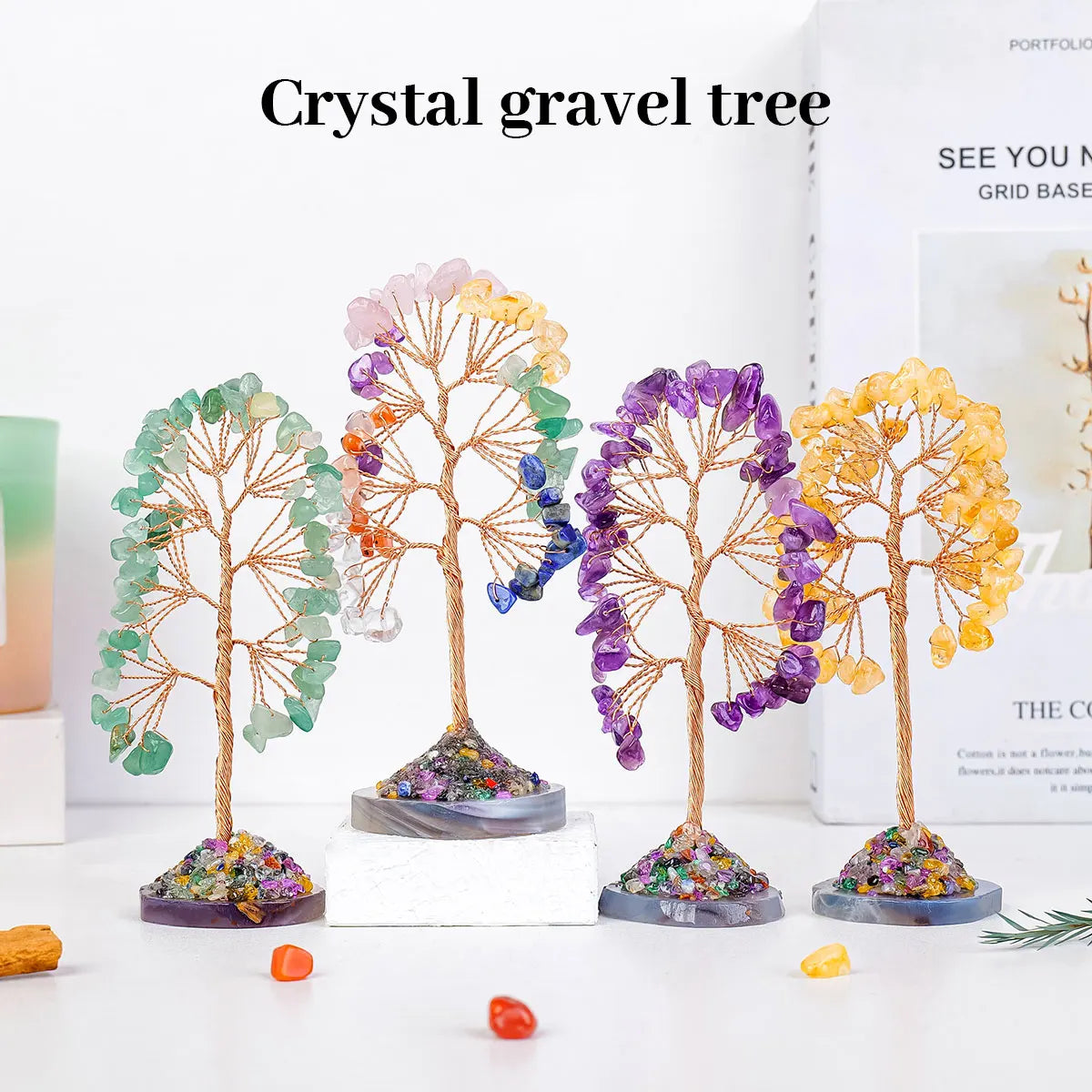 1PC Crystal Tree Natural Reiki Crystal Gemstone Chakra Healing Crystal  Home Office Desk Gemstone Energy Decoration