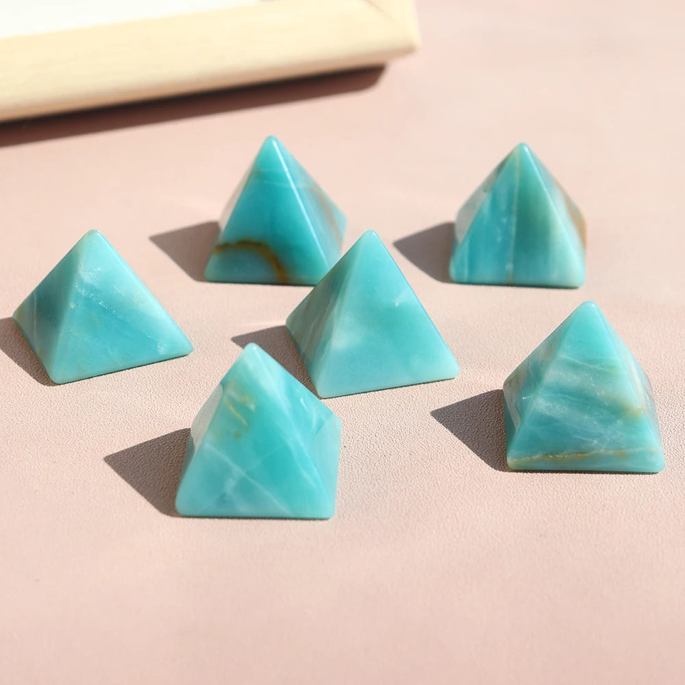 1PC High quality Energy Amazonite Pyramid Tianhe Stone Healing Natural Crystal Reiki Chakra Home Decor Meditation Ore Mineral