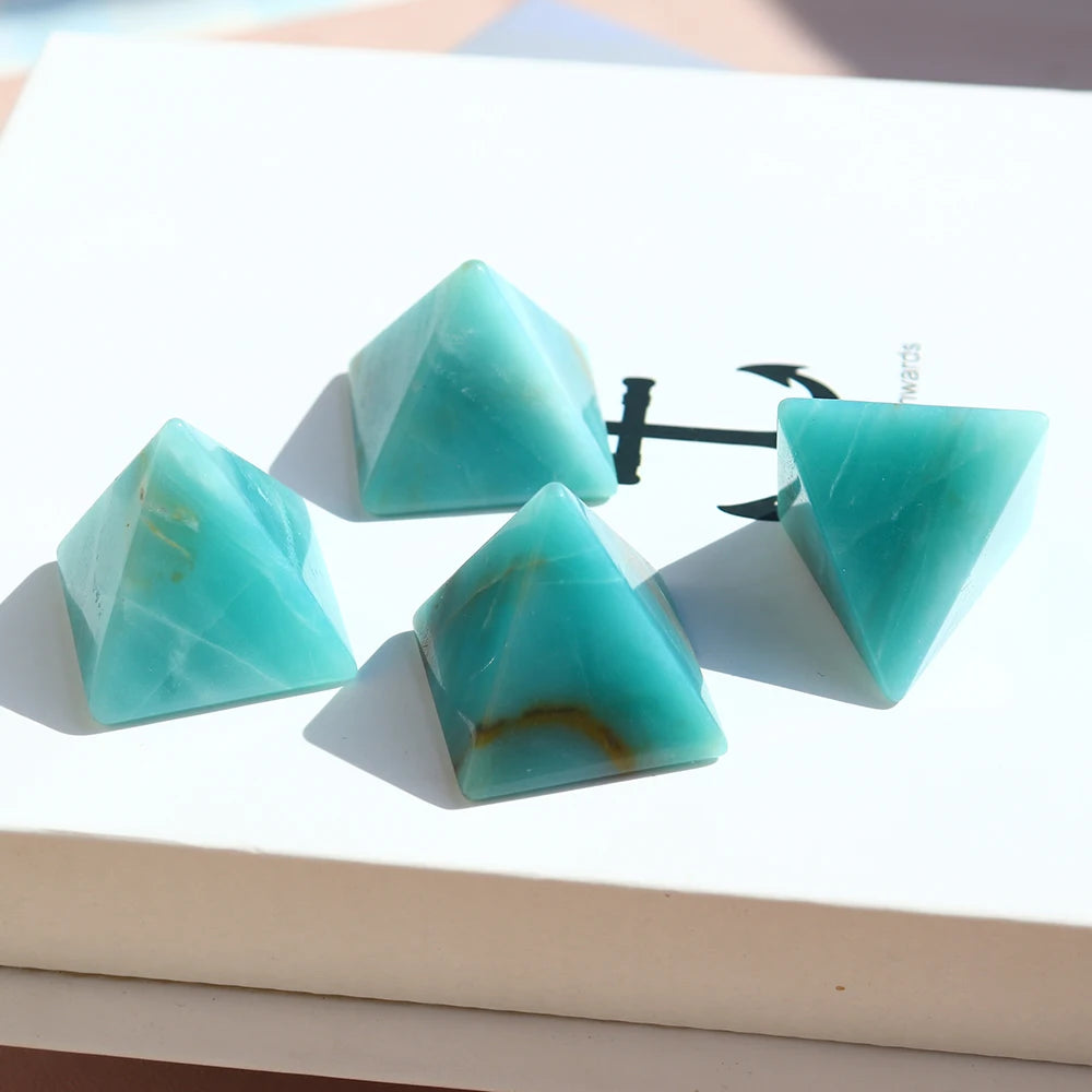 1PC High quality Energy Amazonite Pyramid Tianhe Stone Healing Natural Crystal Reiki Chakra Home Decor Meditation Ore Mineral