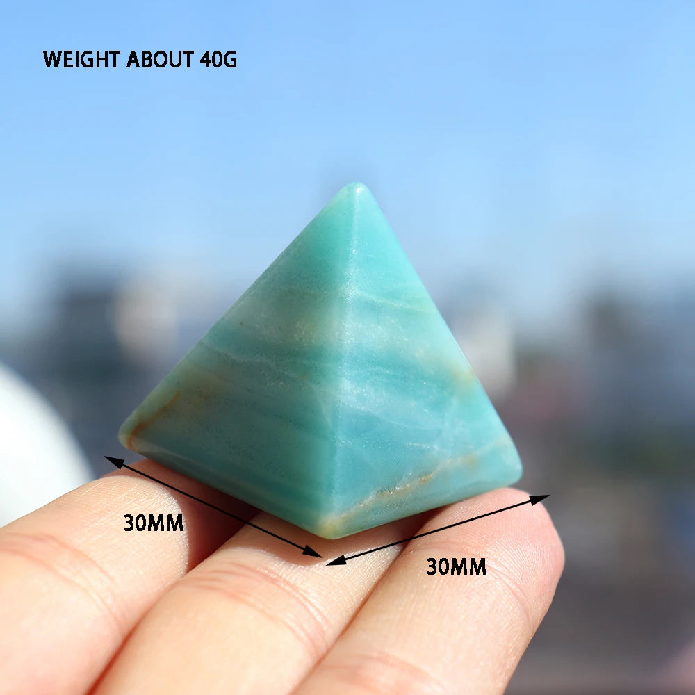 1PC High quality Energy Amazonite Pyramid Tianhe Stone Healing Natural Crystal Reiki Chakra Home Decor Meditation Ore Mineral